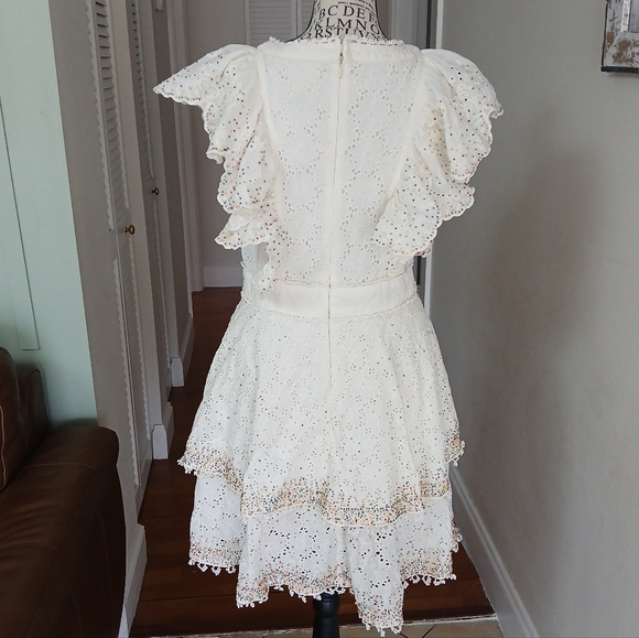 FARM RIO Eyelet patch beaded mini dress off-white - Picture 8 of 16